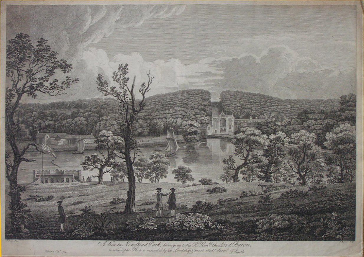 Print - A View in Newstead Park, belonging to the Rt Honourable the Lord Byron - Mason