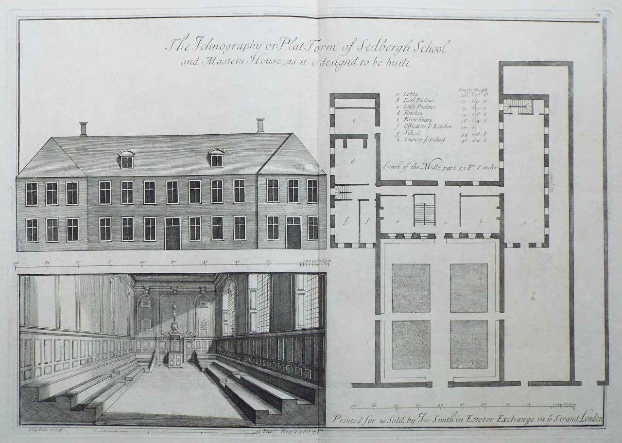 Print - The Ichnography or Plat Form of Sedbergh School and Masters House, as it is designed to be built.  - Kip