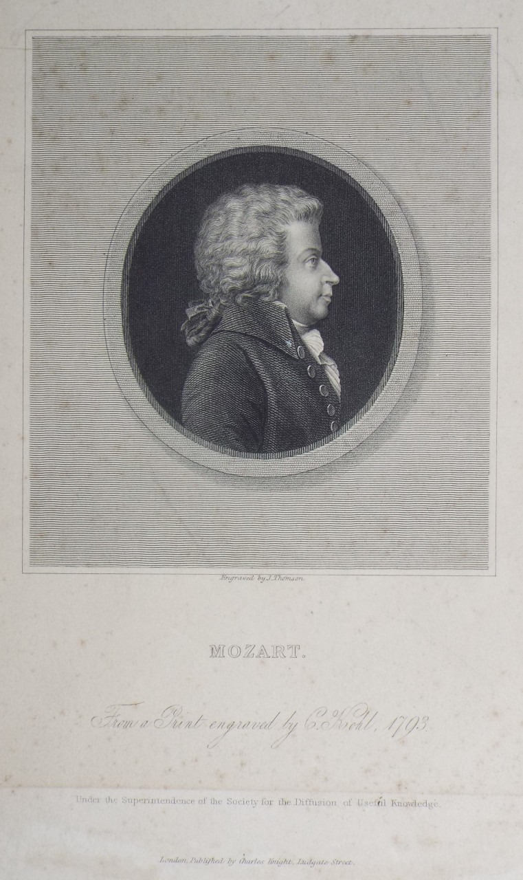 Print - Mozart. From a Print Engraved by C. Kohl, 1793. - Thomson