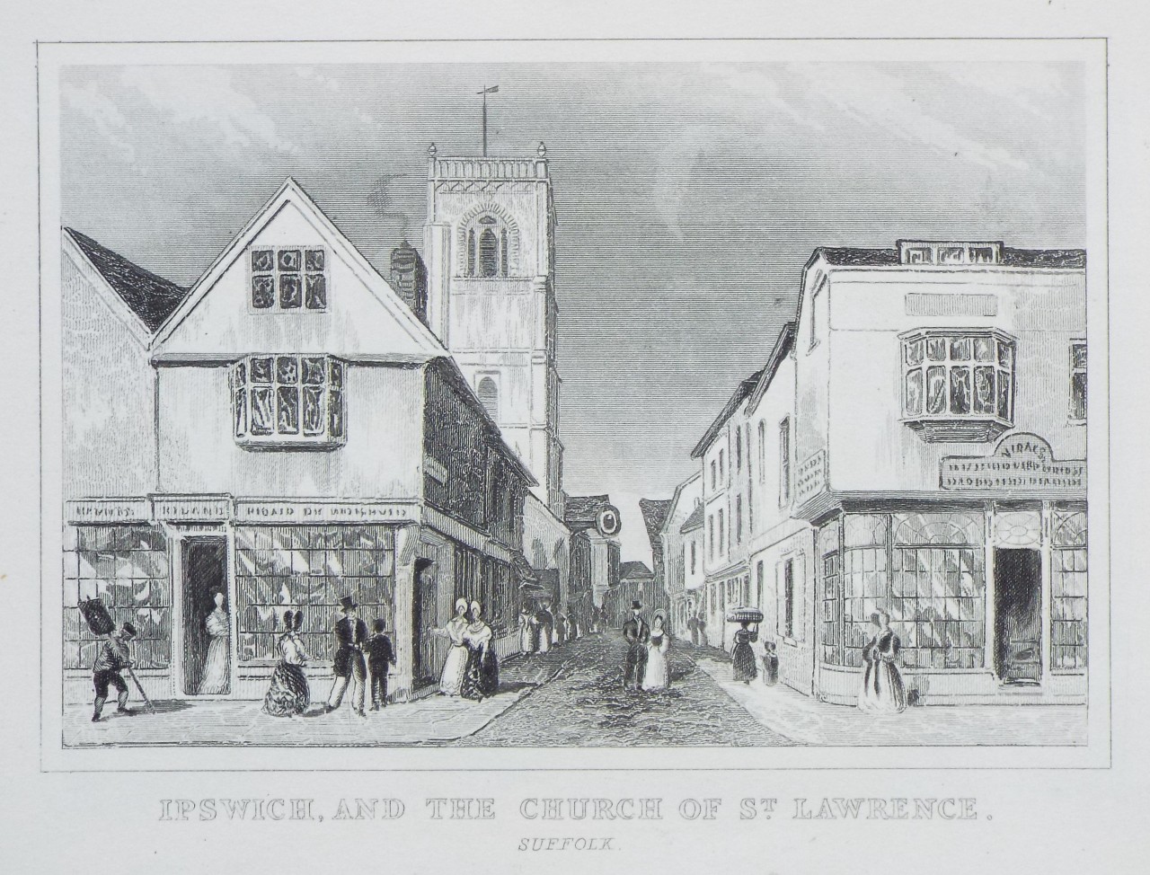 Print - Ipswich, and the Church of St. Lawrence. Suffolk.