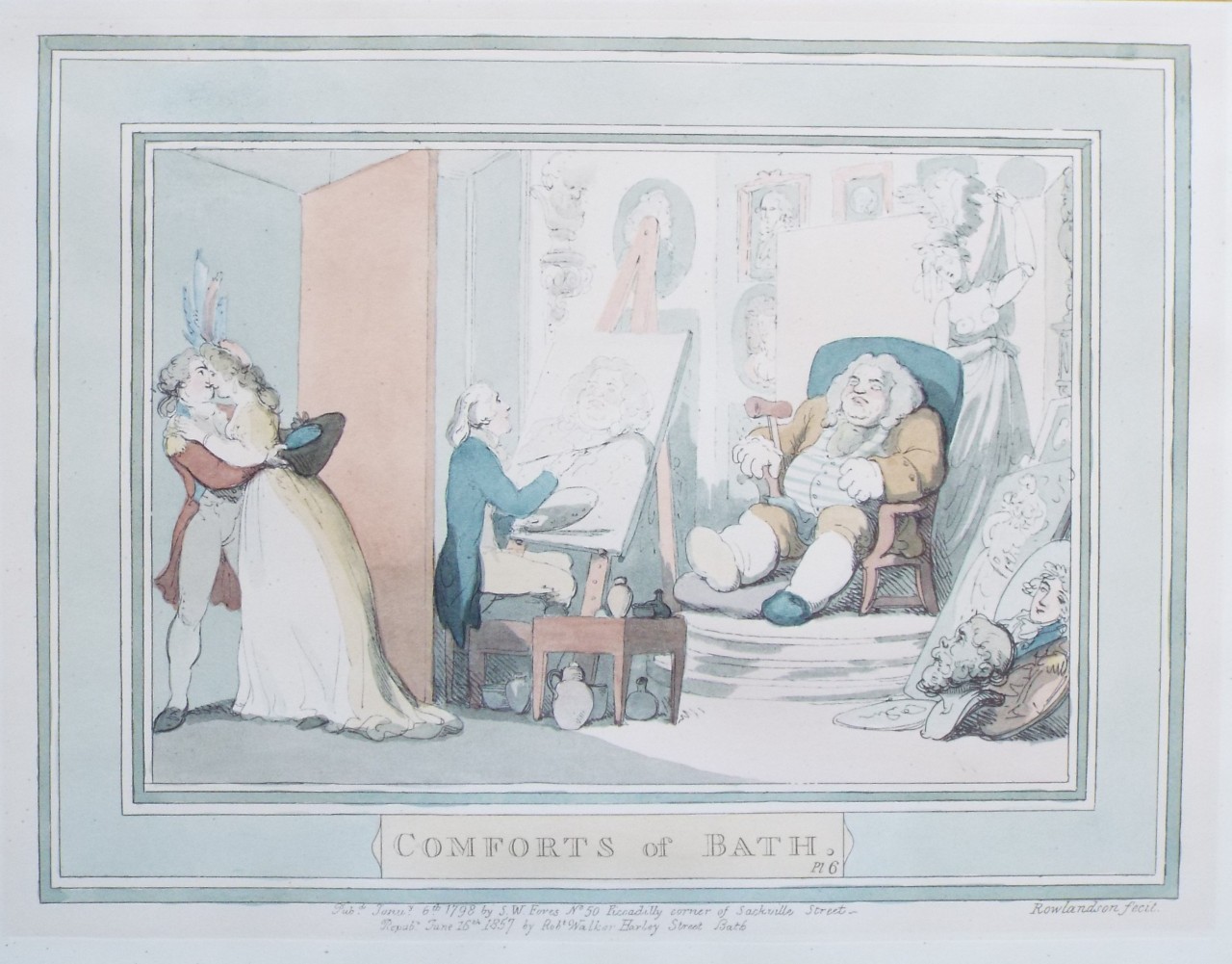 Etching - Comforts of Bath. Pl 6. - Rowlandson