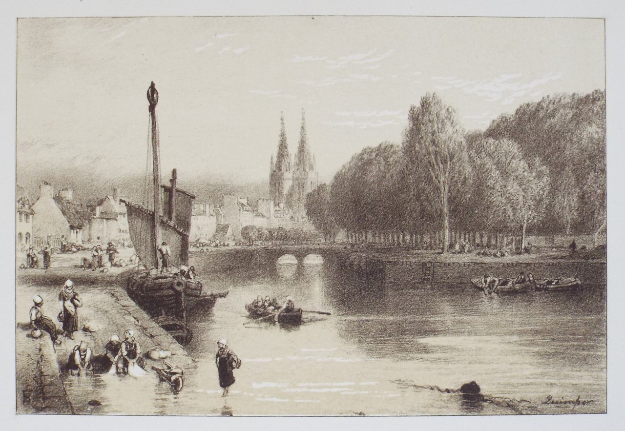 Lithograph - Quimper. General View. - Foster
