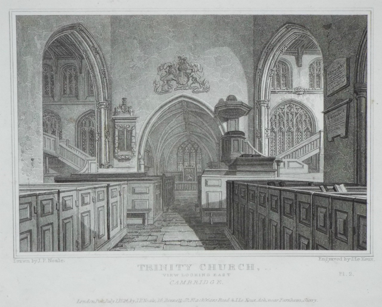 Print - Trinity Church, View Looking East, Cambridge. - Le