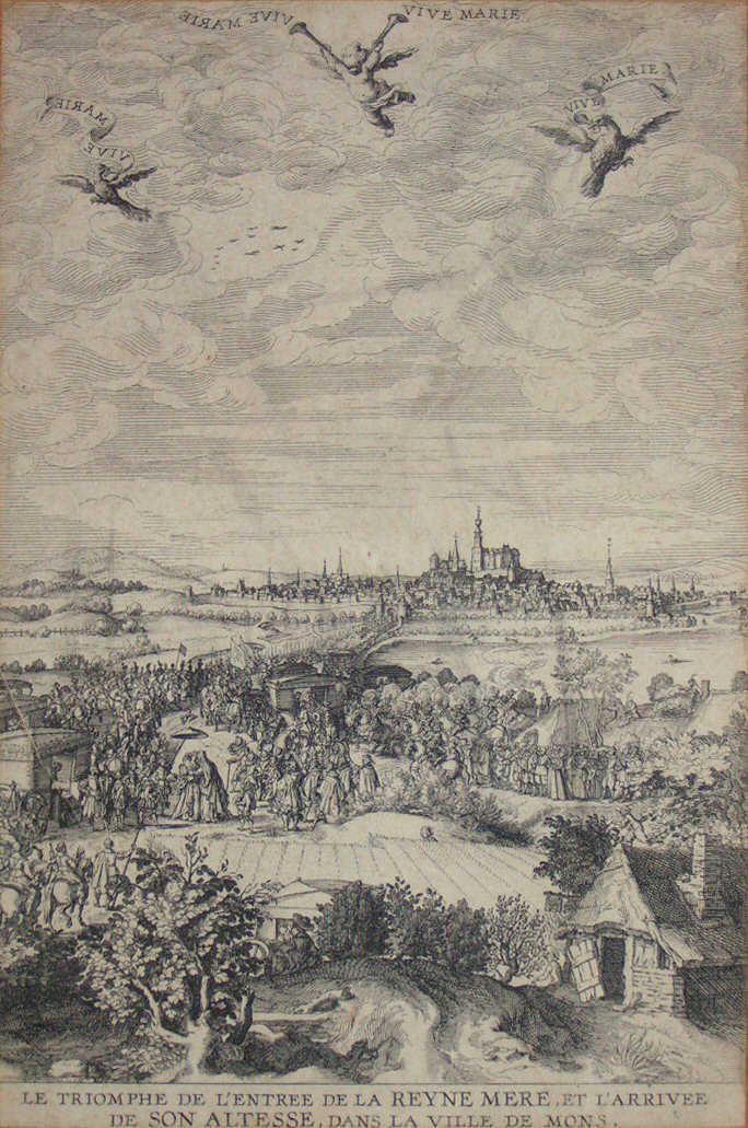 Print - Le Triomphe de l'entree de la Reyne Mere, et l'arrive de son Altesse, dans la Ville de Mons.