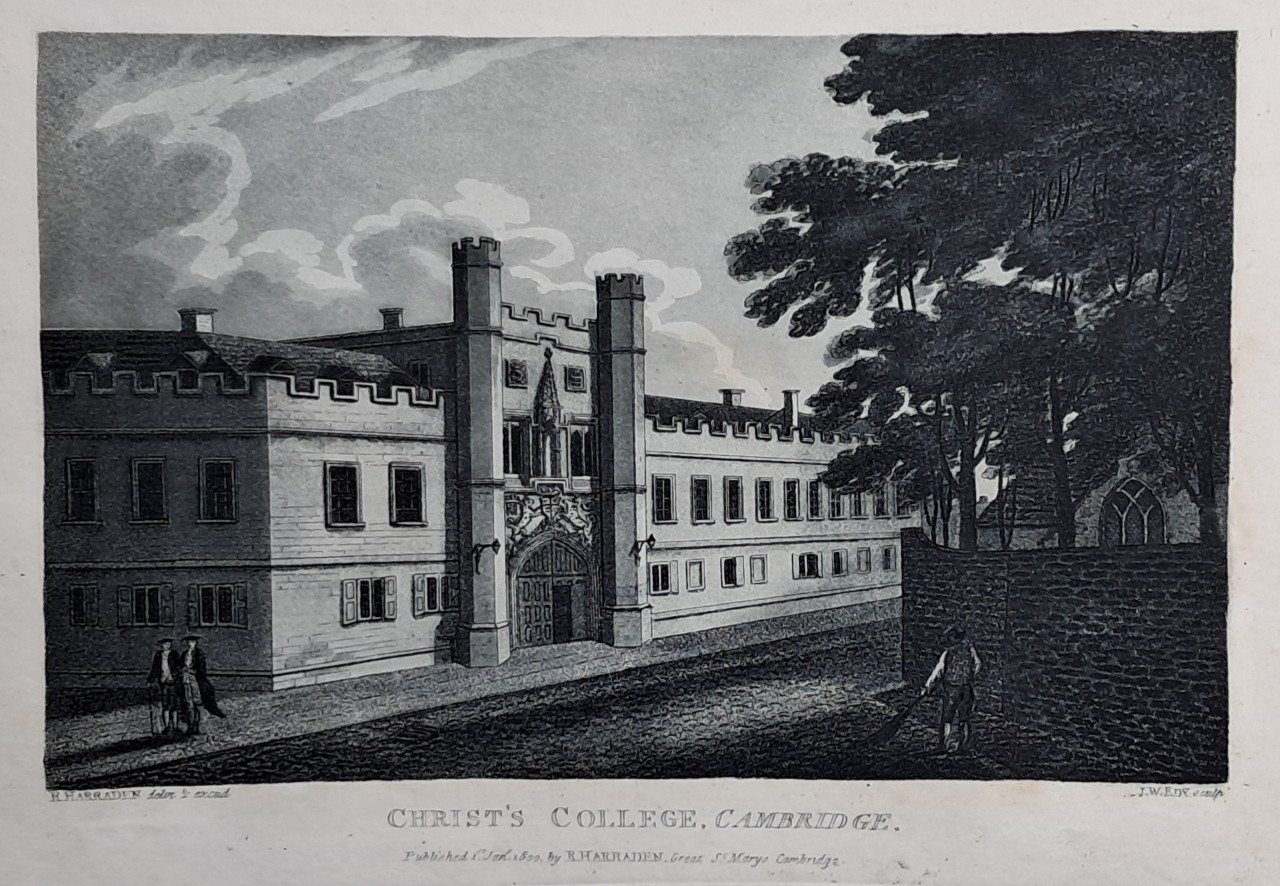 Aquatint - Christ's College, Cambridge. - Edy