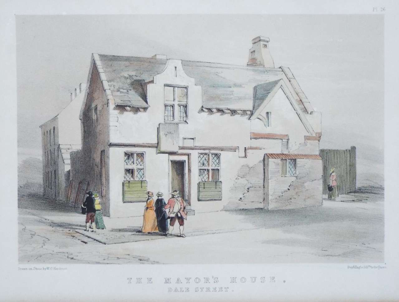 Lithograph - The Mayor's House, Dale Street. - Herdman