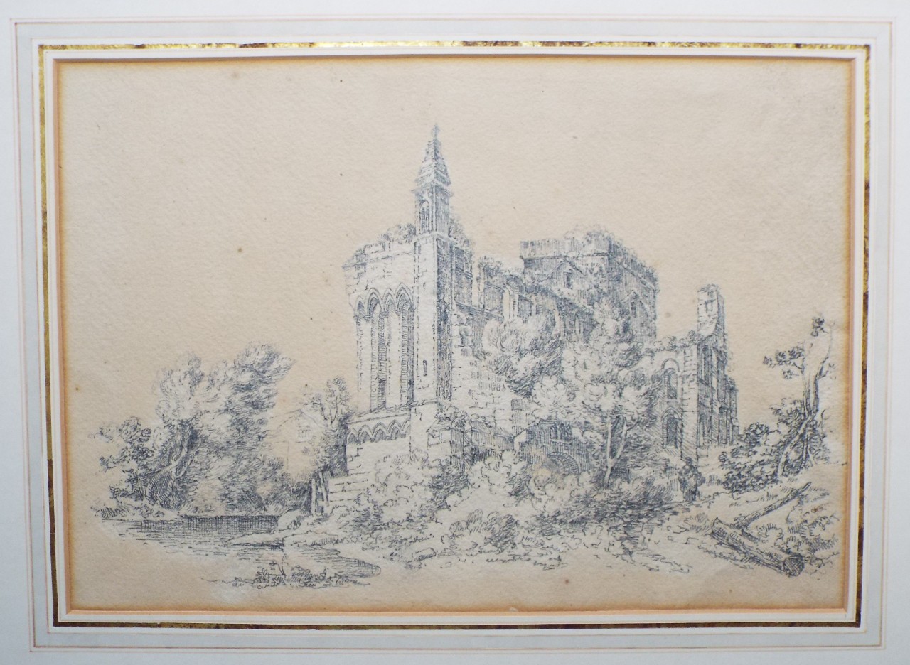 Pencil drawing - Ruined abbey