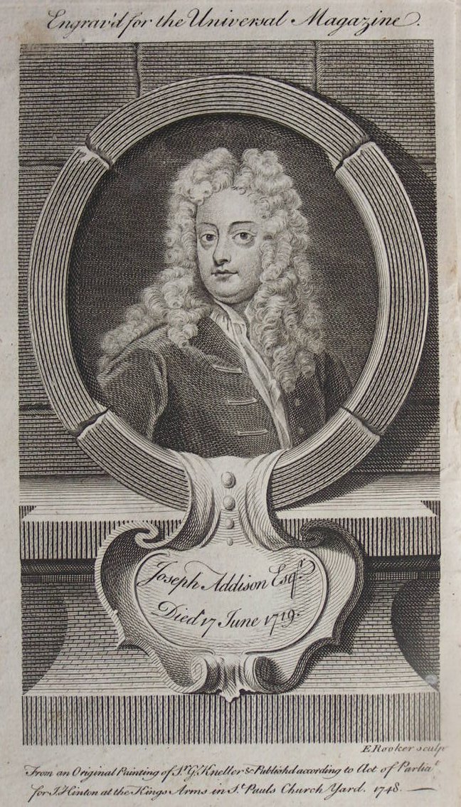 Print - Joseph Addison Esqr. Died 17 June 1719 - Rooker
