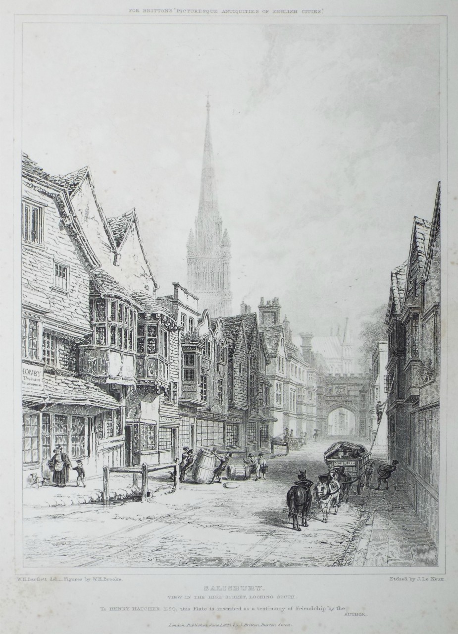 Print - Salisbury. View in the High Street, looking South. - Le
