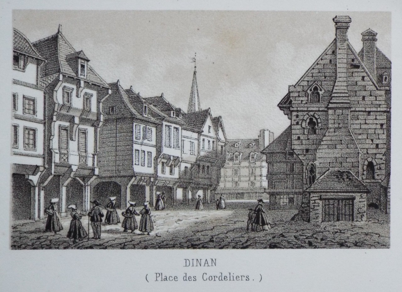 Lithograph - Dinan (Place des Cordeliers