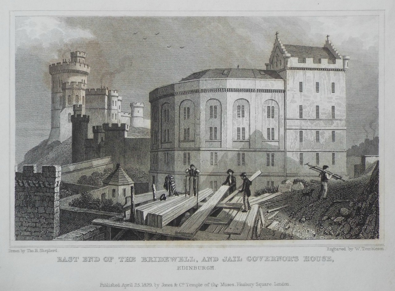 Print - East end of the Bridewell, and Jail Governor's House, Edinburgh. - Tombleson
