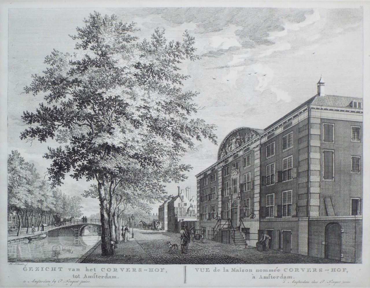 Print - Gezicht van het Corvers-Hof, tot Amsterdam.
Veu de la Maison nommee Corvers-Hof, a Amsterdam.  - Schoute