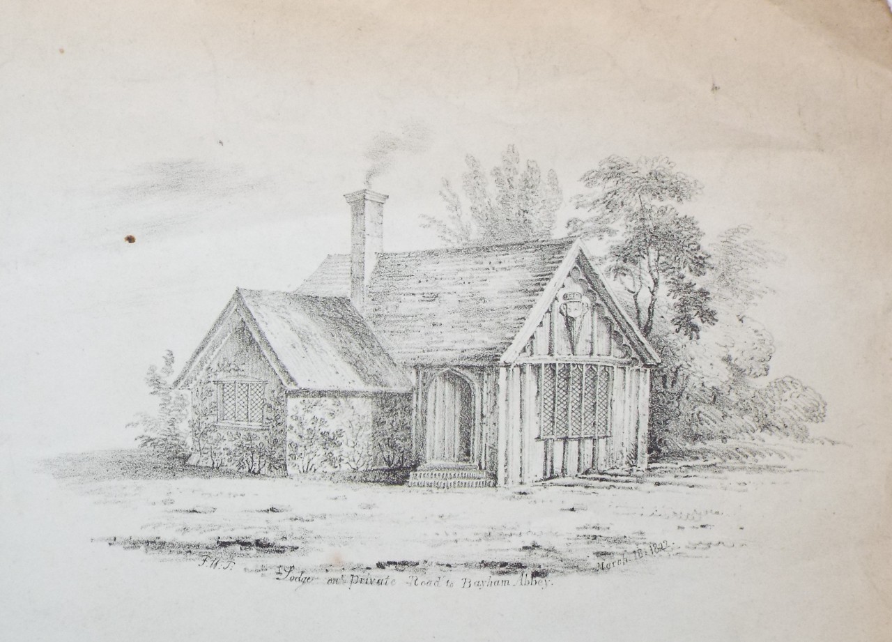 Lithograph - Lodge on Private Road to Bayham Abbey