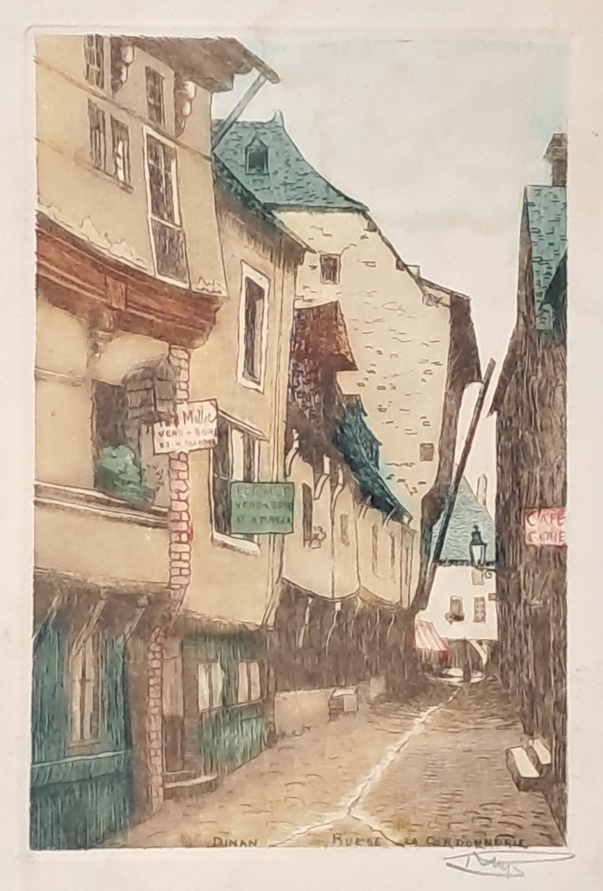 Etching with aquatint - Dinan Rue de la Cordonnerie