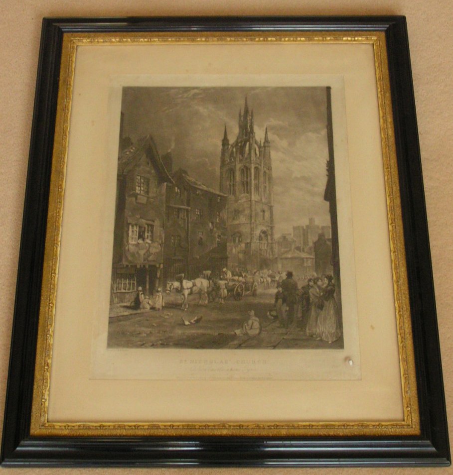 Mezzotint - St.Nicholas Church Newcastle upon Tyne - Hodgetts