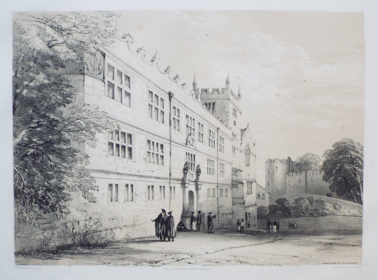Lithograph - Front View of the Schools. - Radclyffe