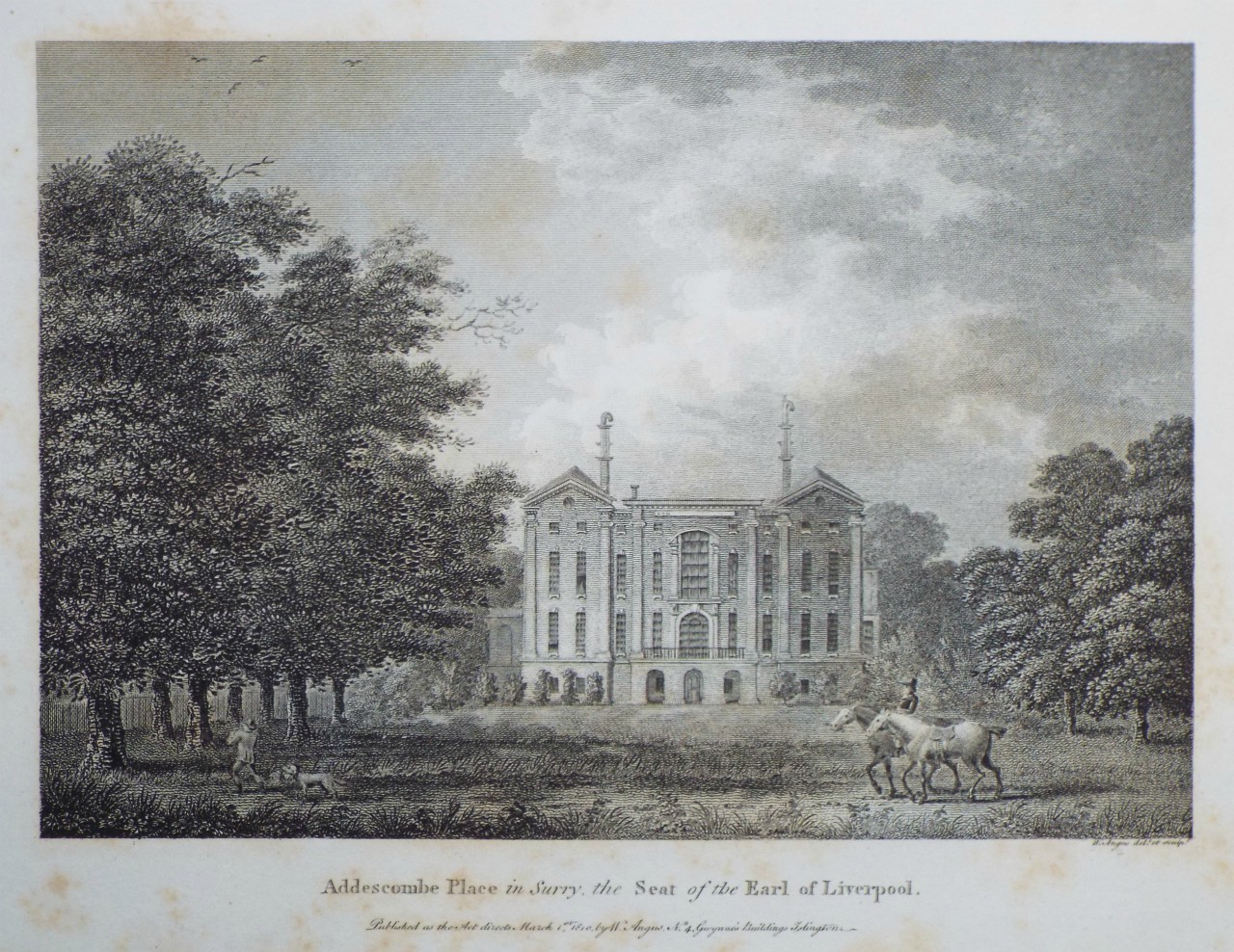 Print - Addescombe Place in Surry, the Seat of the Earl of Liverpool. - Angus