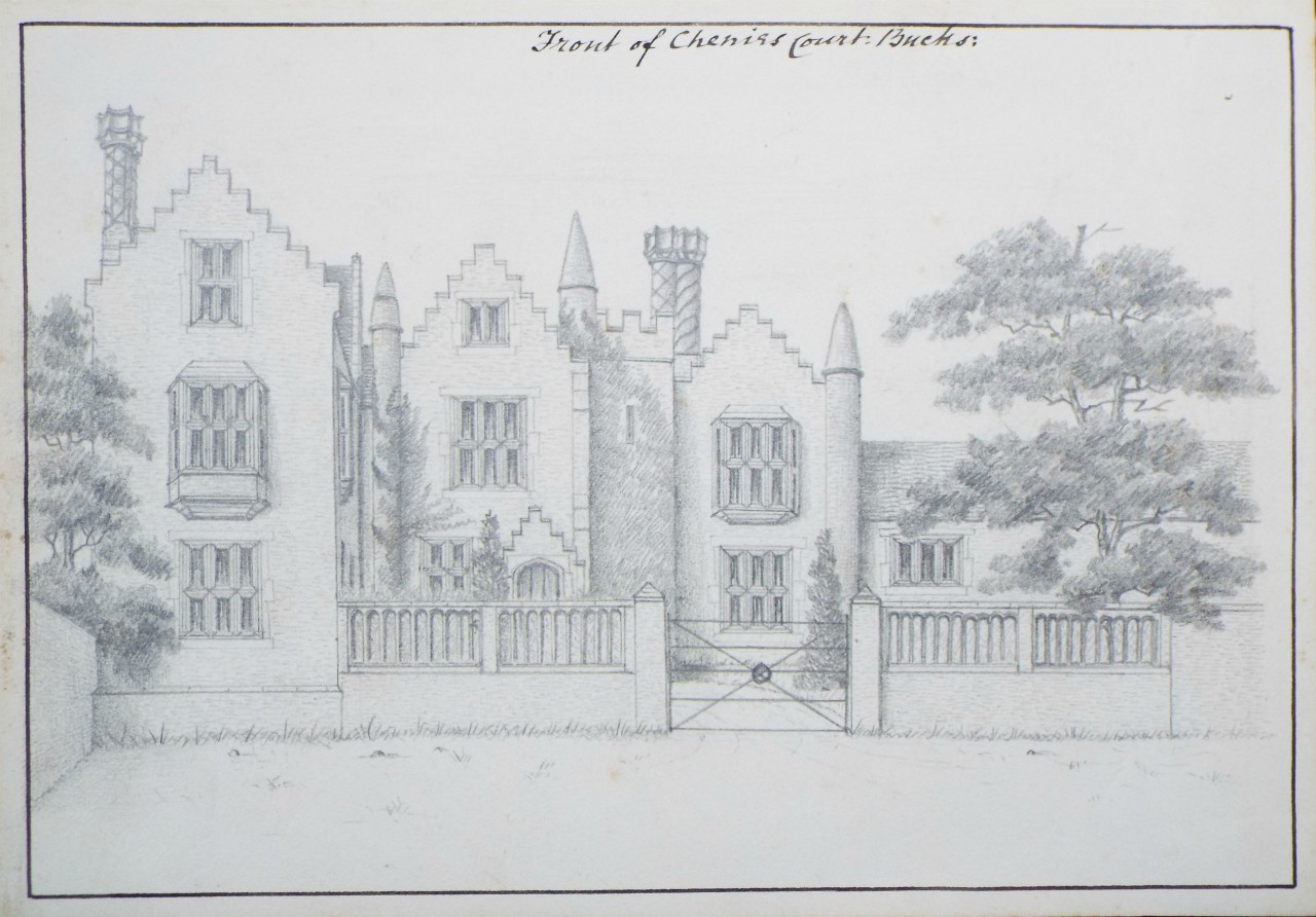 Pencil drawing - Front of Chenies Court,Bucks.