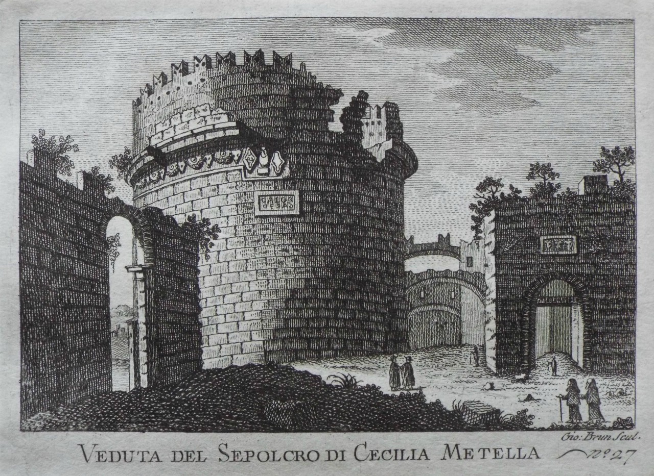 Print - Veduta del Sepolcro di Cecilia Metella - Brun