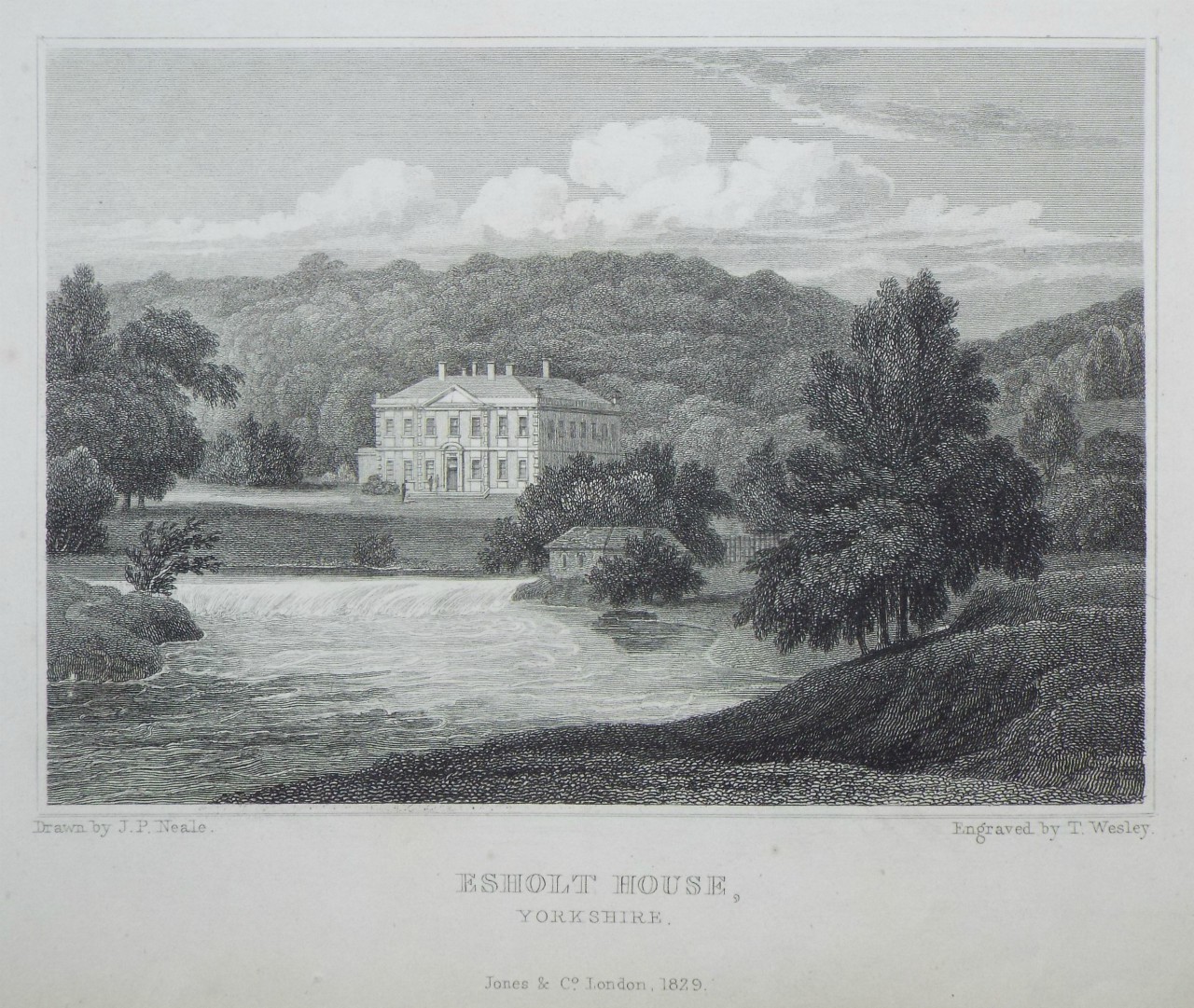 Print - Esholt House, Yorkshire.  - Wesley