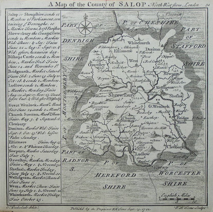 Map of Shropshire - Badeslade