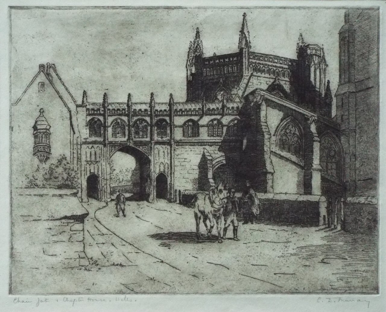Etching - Chain Gate & Chapter House, Wells - Murray