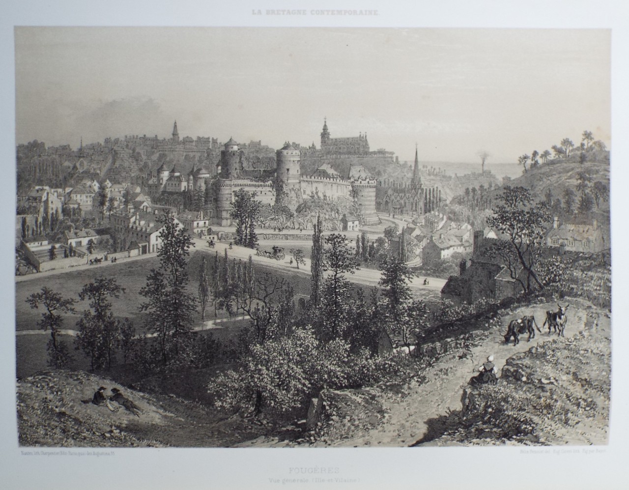 Lithograph - Fougeres. Vue Generale. (Ille-et-Vilaine) - Ciceri