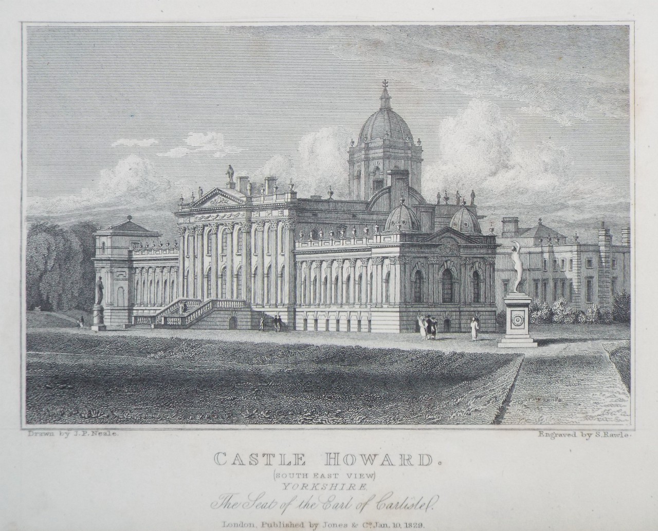 Print - Castle Howard. (South East View) Yorkshire. The Seat of the Earl of Carlisle. - Rawle