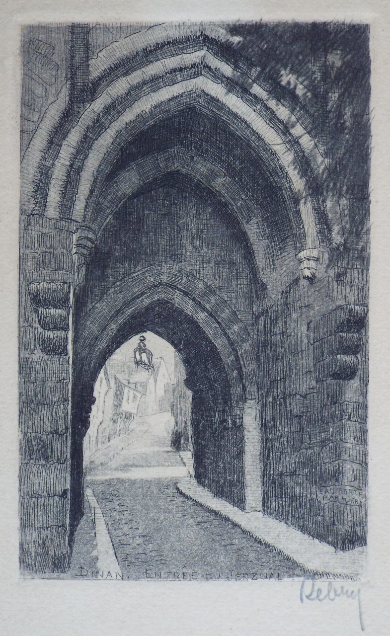 Etching - Dinan. Entree du Jerzual