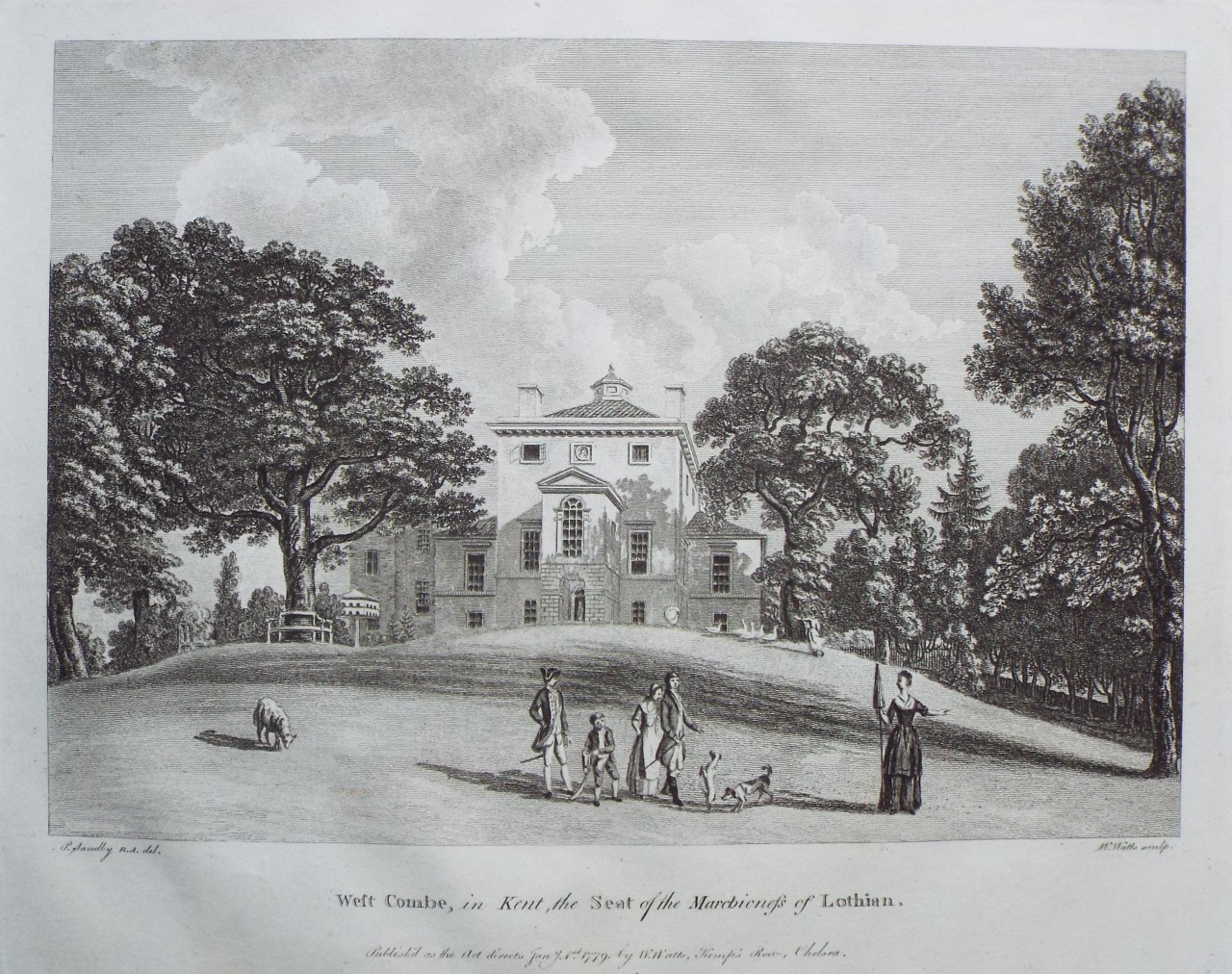 Print - West Combe, in Kent, the Seat of the Marchioness of Lothian. - Watts