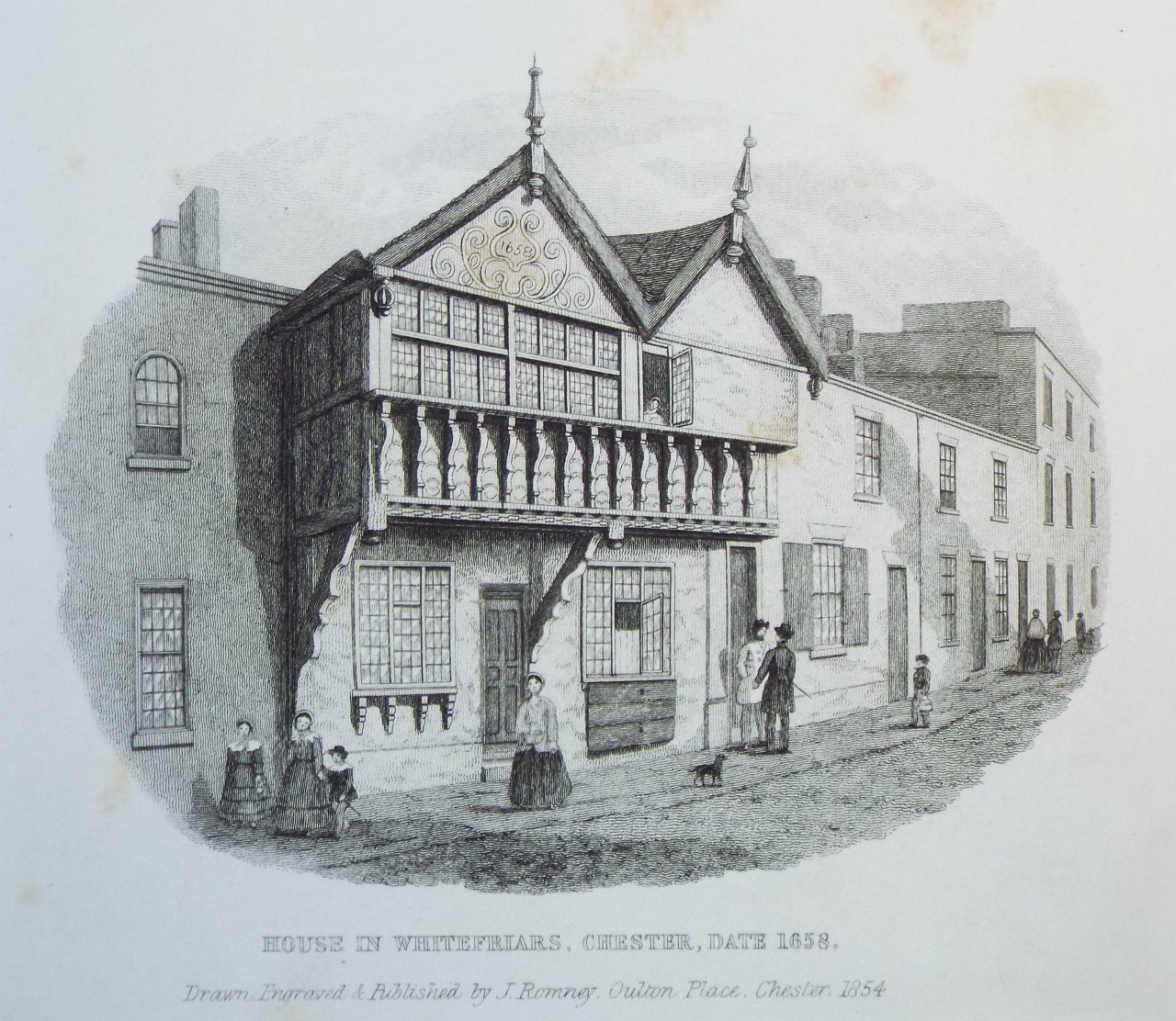 Print - House in Whitefriars, Chester, Date 1658. - Romney
