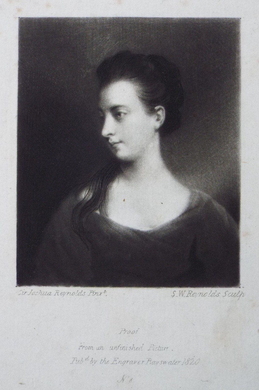 Mezzotint - Portrait of a young woman - Reynolds