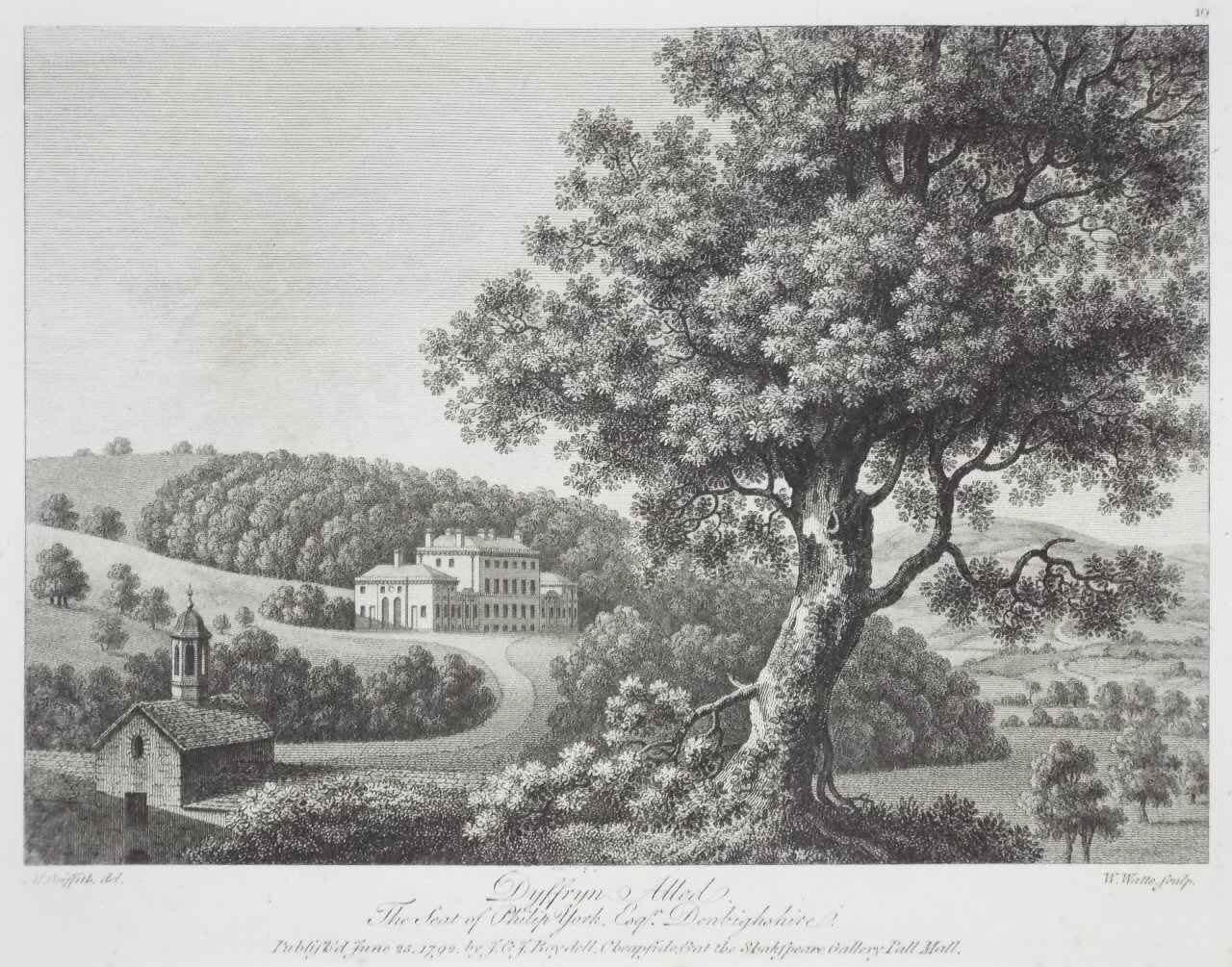 Print - Dyffryn Alled, The Seat of Phillip York, Esqr. Denbighshire. - Watts