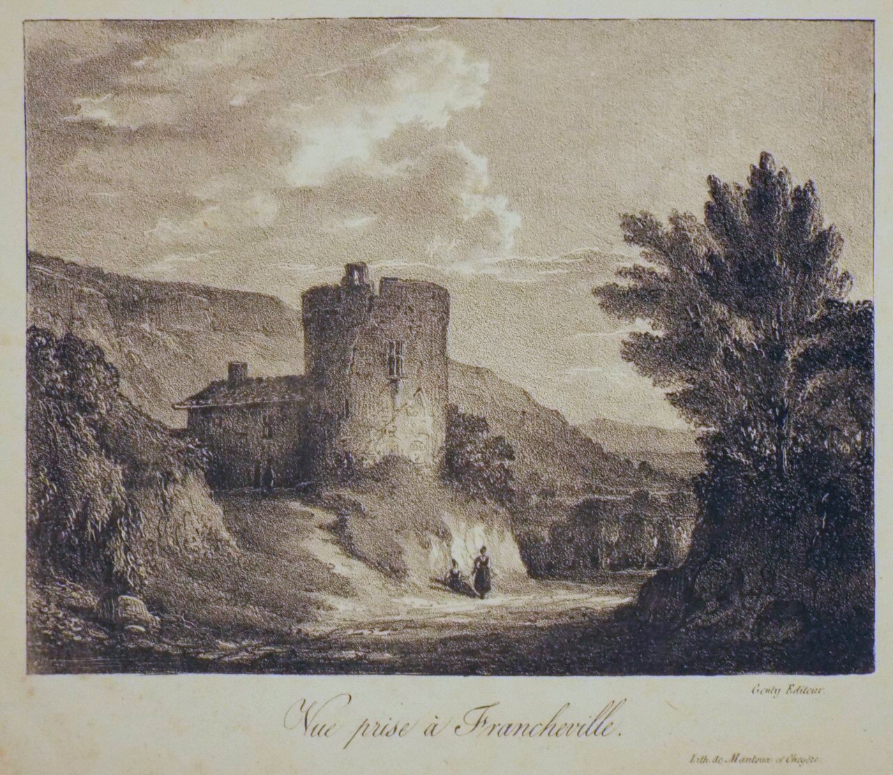 Lithograph - Vue Prise a Francheville.