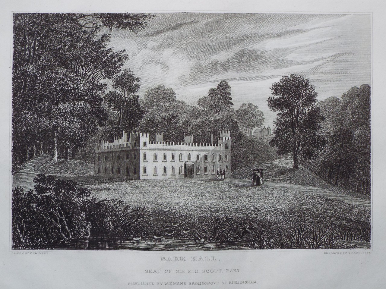 Print - Barr Hall, Seat of Sir E. D. Scott, Bart. - Radclyffe