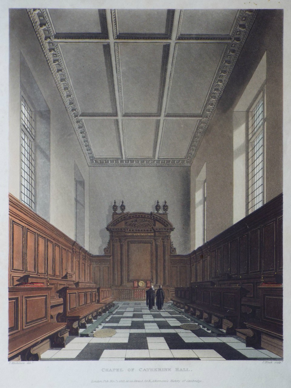 Aquatint - Chapel of Catherine Hall. - Bluck