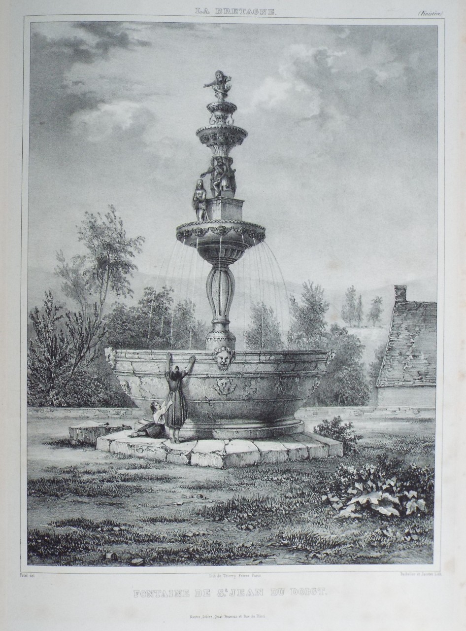 Lithograph - Fontaine de Sain-Jean du Doigt..