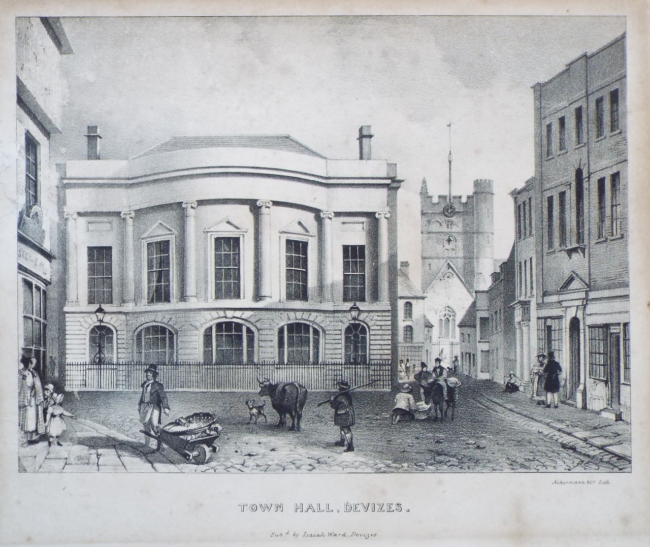 Lithograph - Town Hall, Devizes.