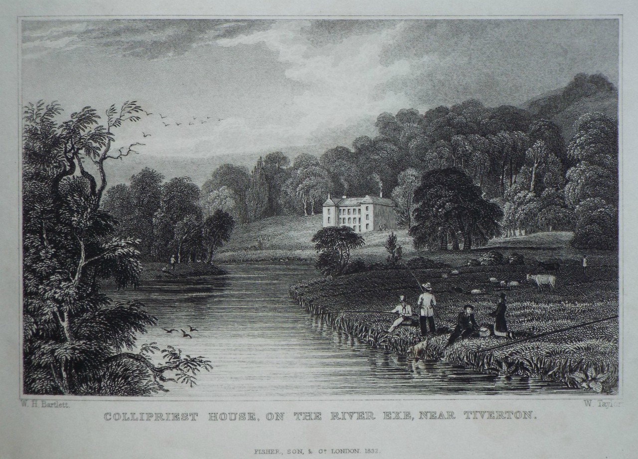 Print - Collipriest House, on the Exe, Tiverton. - Taylor