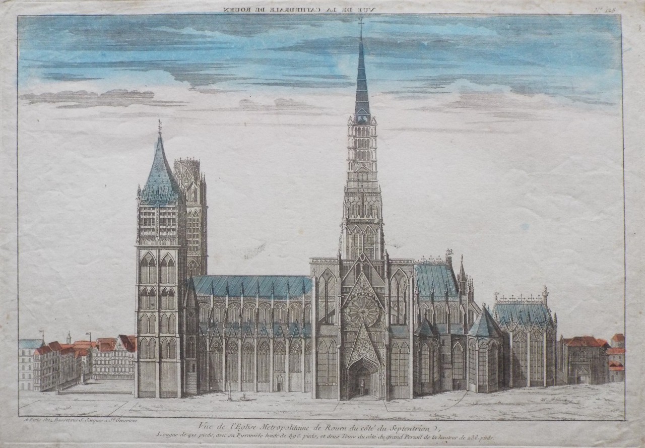 Print - Vue de l'Eglise Metropolitaine de Rouen du cote du Septentrion.