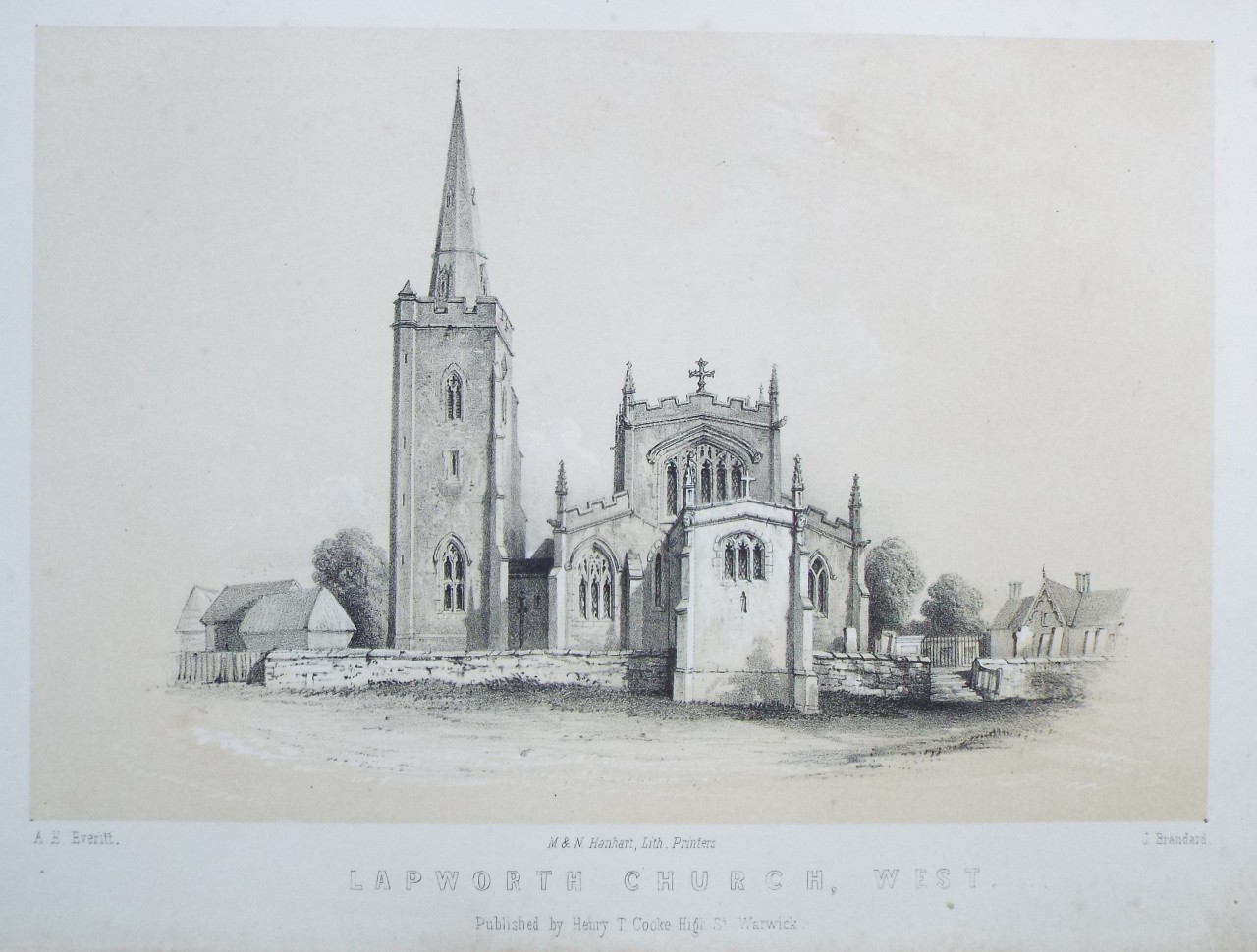 Lithograph - Ladworth Church, West. - Brandard