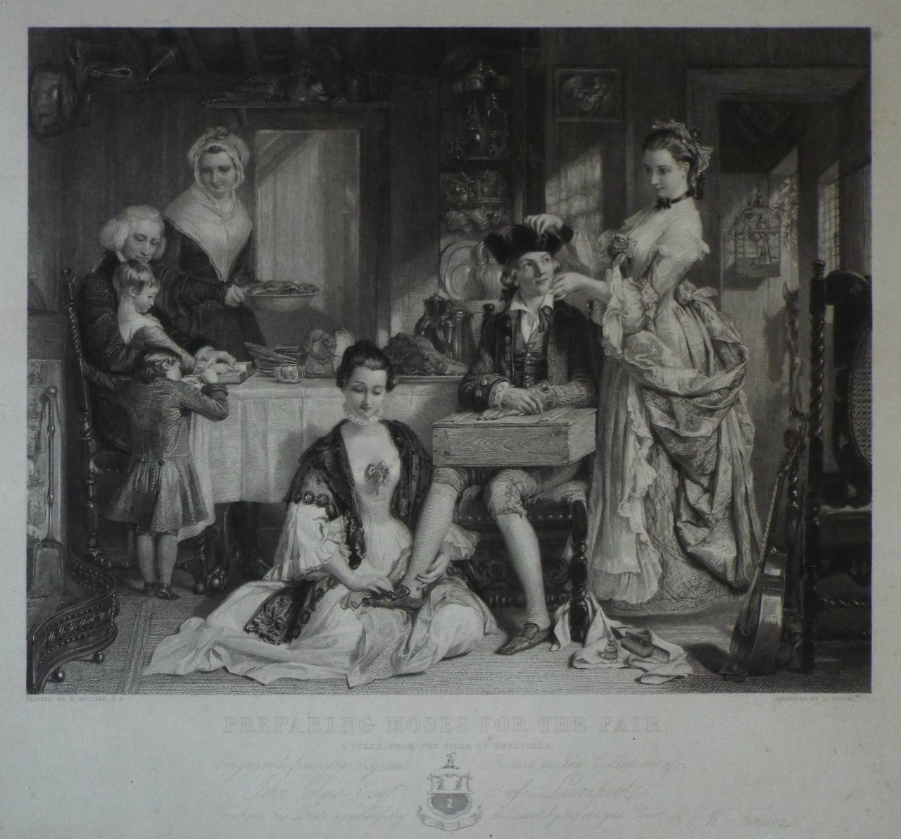 Print - Preparing Moses for the Fair. A Scene from the Vicar of Wakefield. - Stocks
