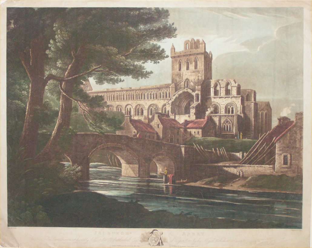 Aquatint - Jedburgh Abbey - Lewis