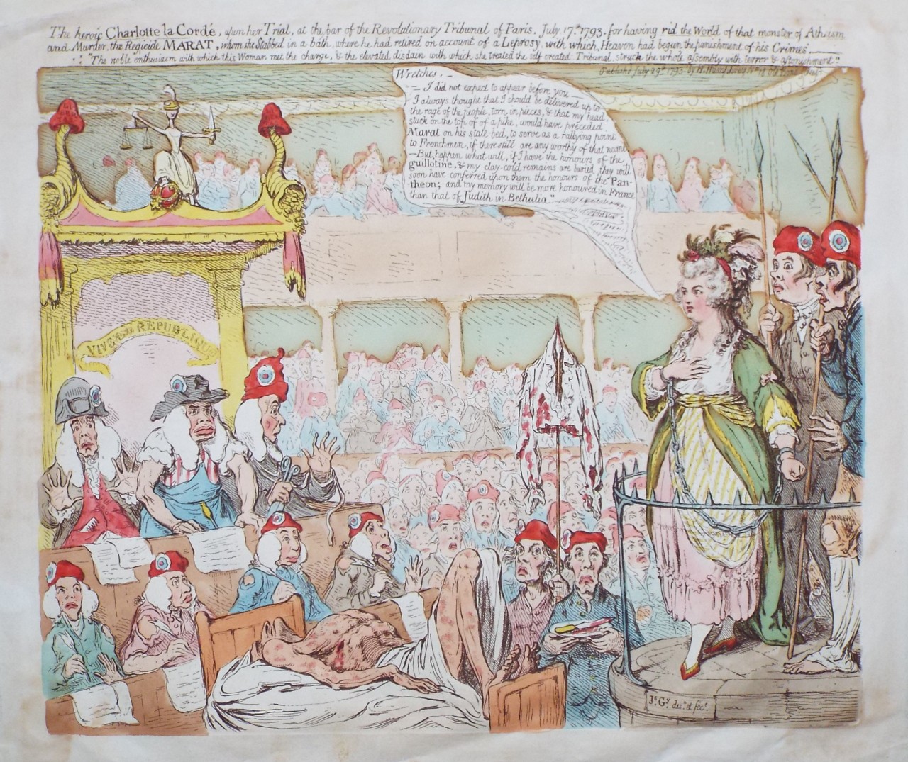 Etching - The heroic Charlotte le Corde.