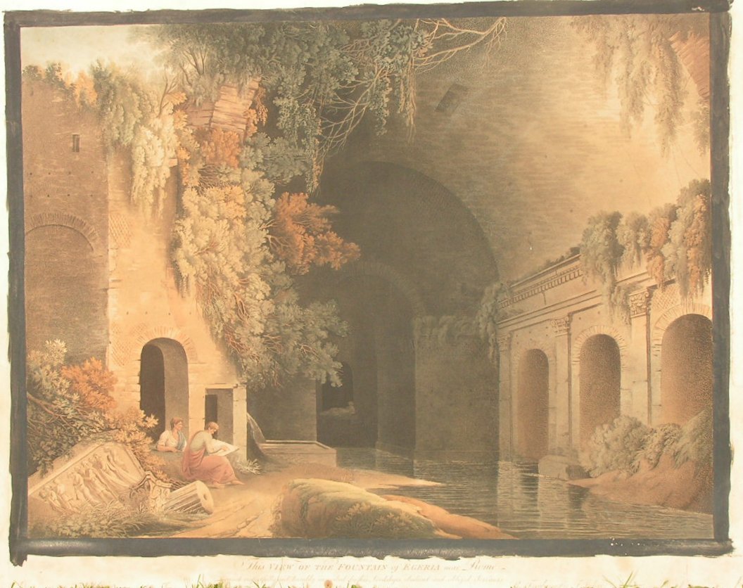 Aquatint - This View of the Fountain of Egeria near Rome is most respectfully and humbly inscribed by his Lordship's obedient and obliged servants R.Freebairn & F.Jukes. - Jukes