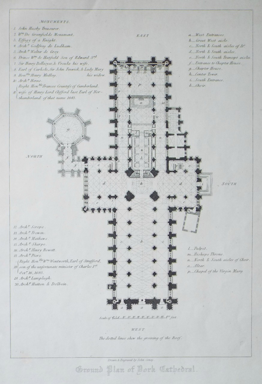 Print - Ground Plan of York Cathedral. - Coney