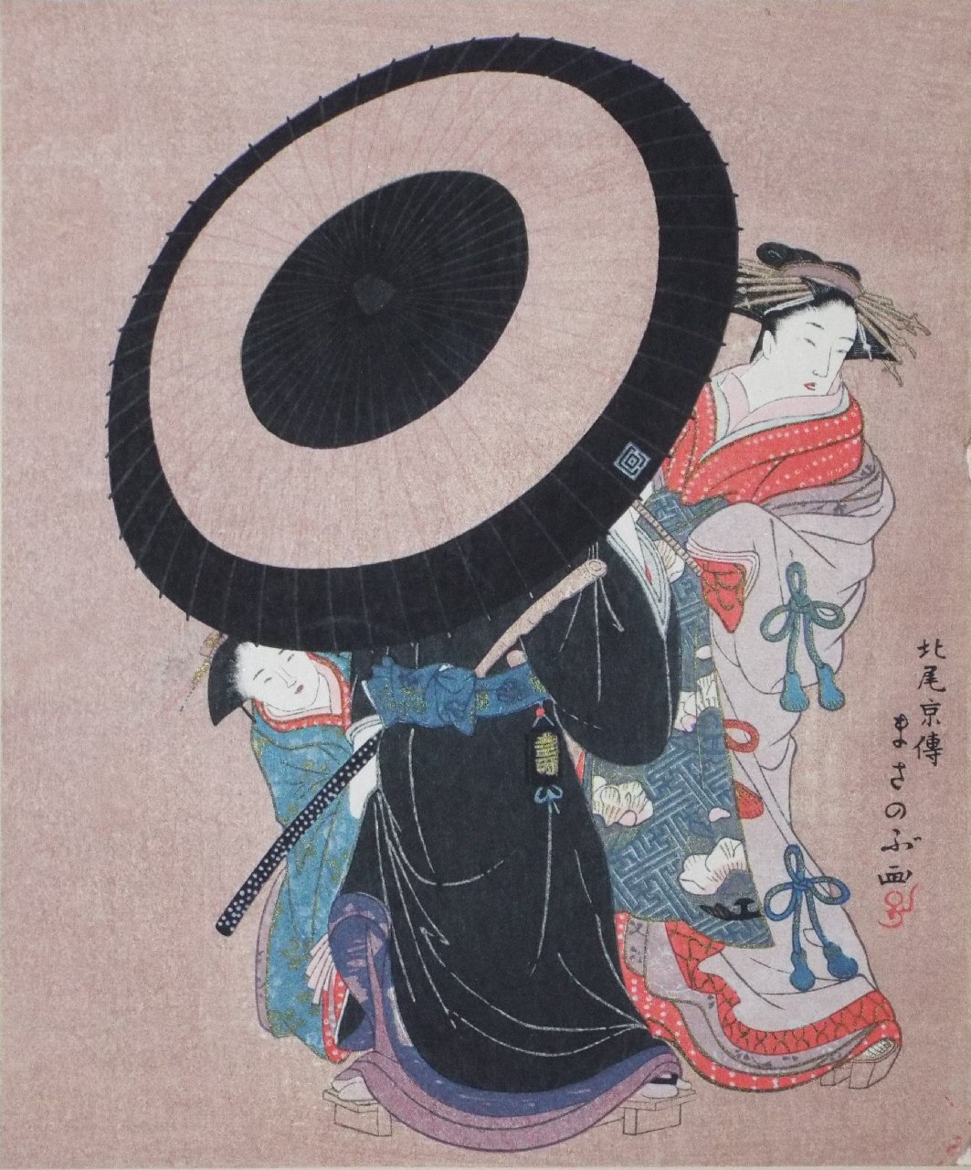 Ukiyo-e - (Geishas with parasol)