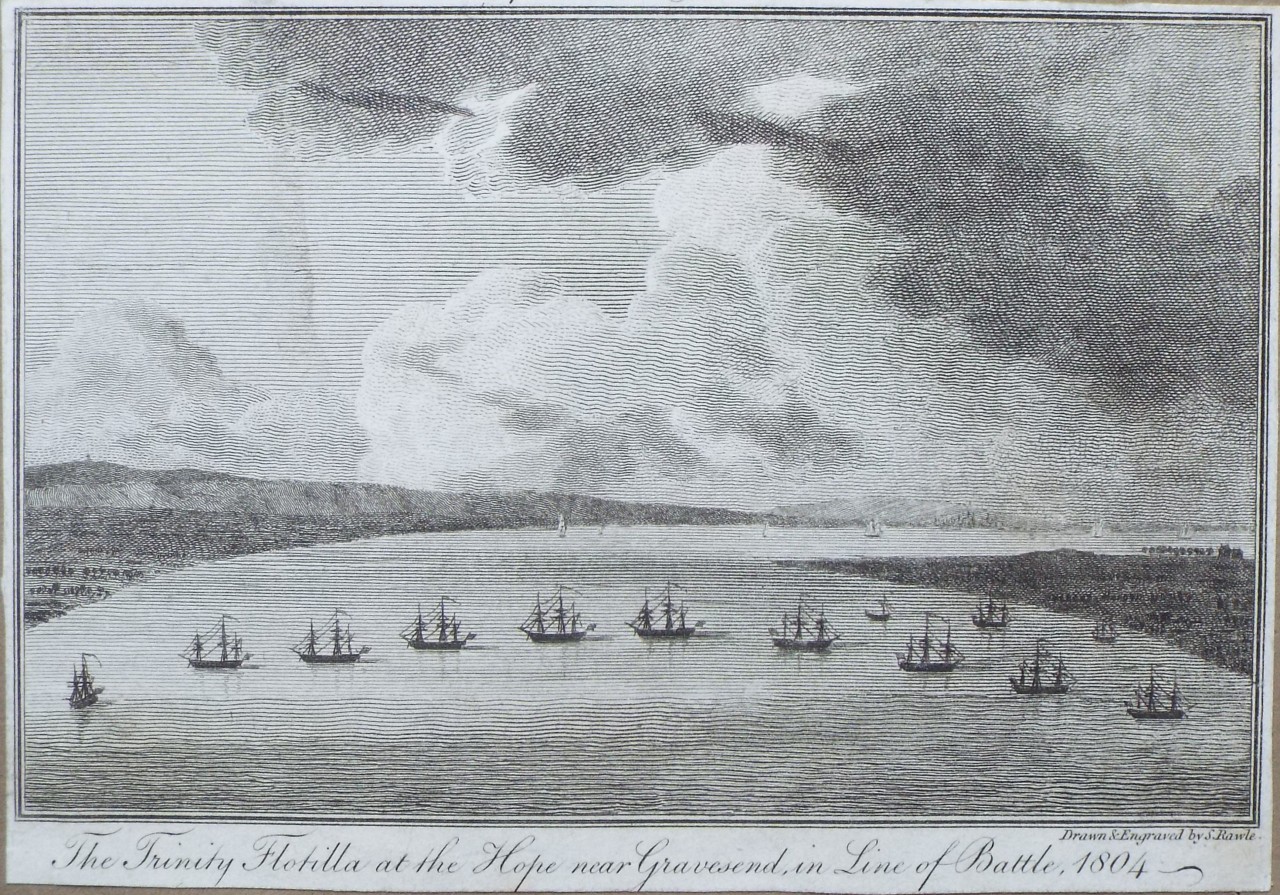 Print - The Trinity Flotilla at the Hope near Gravesend, in Line of Battle, 1804 - Rawle