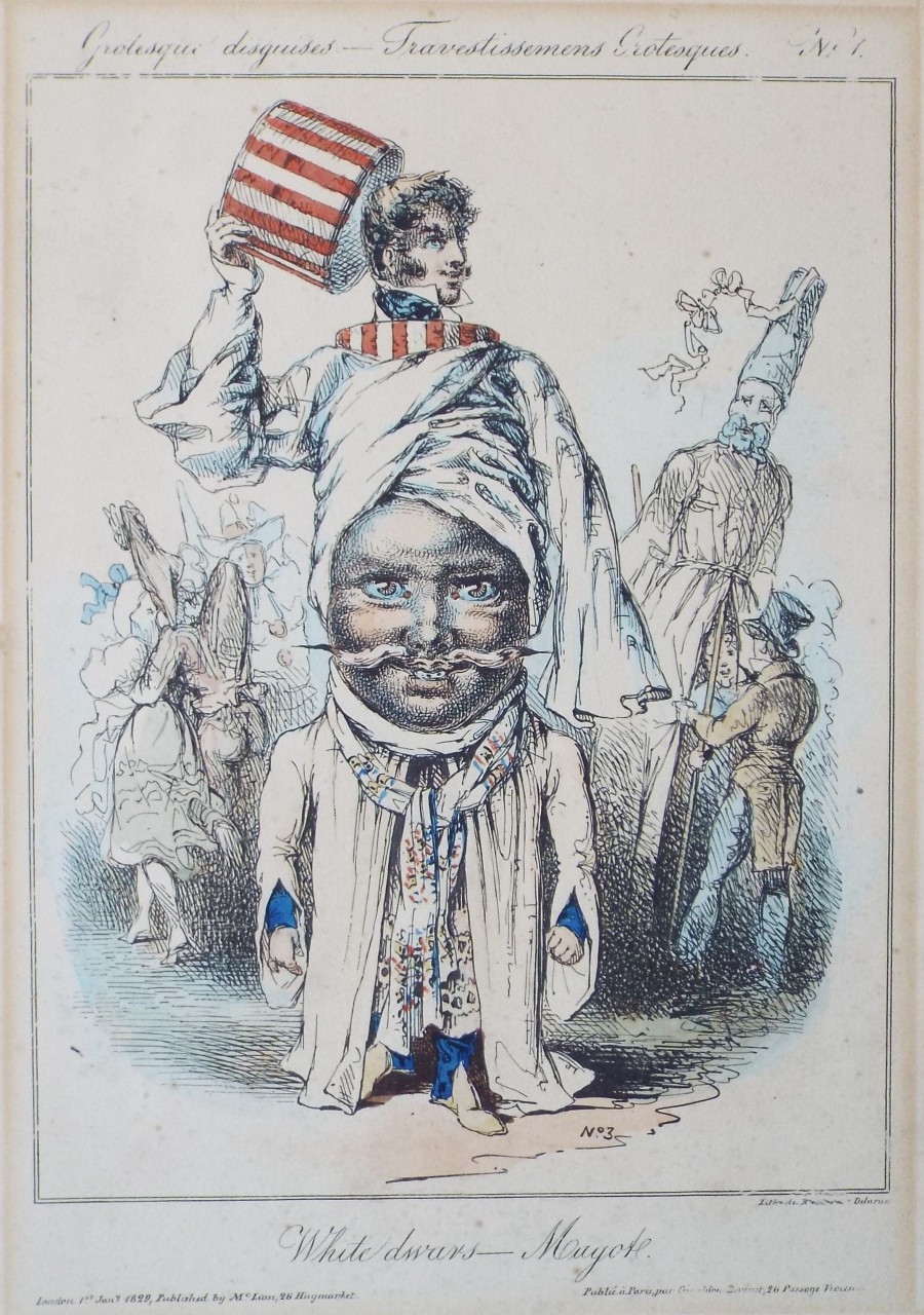 Lithograph - Grotesque Disguises - Travestissements Grotesques. No. 1. White dwars - Magote.