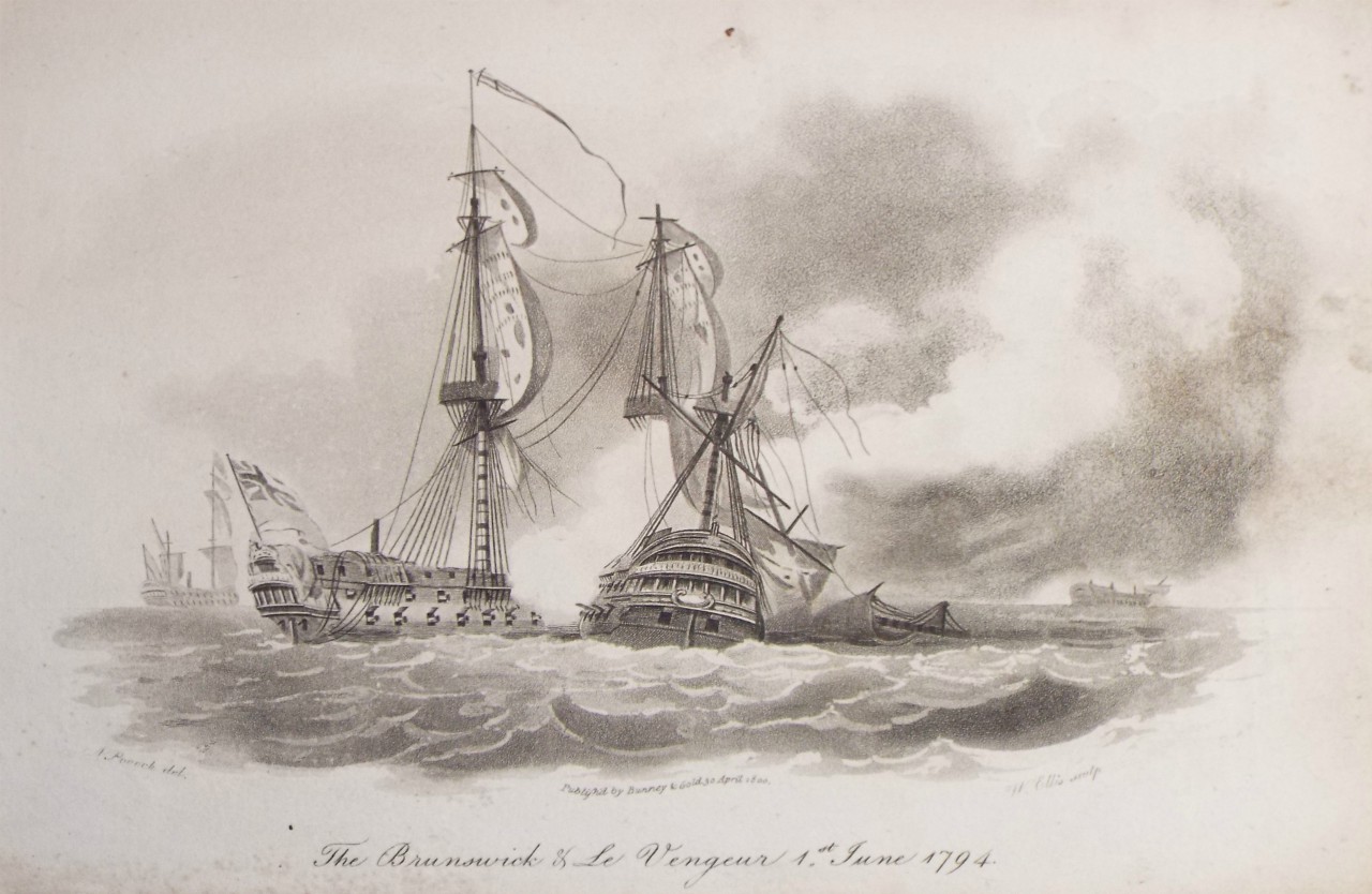 Aquatint - The Brunswick & Le Vengeur 1st June 1794. - Ellis